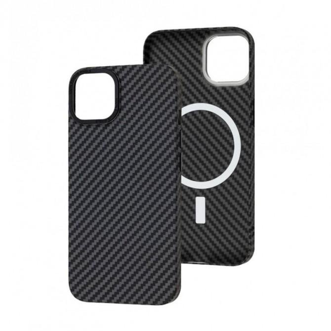 Чохол TPU+PC Carbon with MagSafe для Apple iPhone 13 (6.1") Black