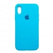 Оригинальный силиконовый чехол для iPhone X/Xs Небесно Синий FULL