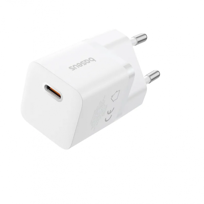 Сетевое ЗУ 1Type-C Baseus GaN5 Fast Charger (mini) 1C 25W EU White + Type-C to Type-C-2