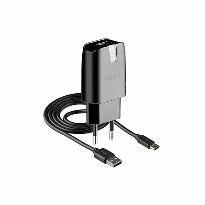 СЗУ 1USB WALKER WH-21 + Type-C Cable Black