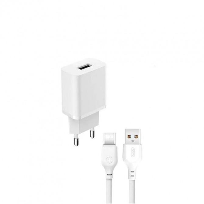 Сетевое зарядное устройство XO L99 2.4A/1USB + Type-C White