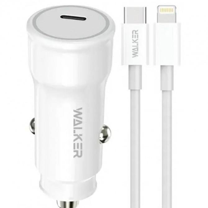 Автомобильное зарядное устройство 1Type-C Walker WCR-63 PD30W + Type-C to Lightning White