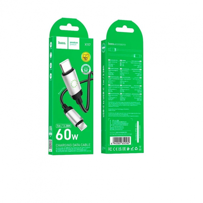 Кабель Hoco X117 Star Type-C to Type-C 60W Black 1m-4