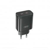 Мережевий зарядний пристрій XO L105 35W/2 USB-C Black