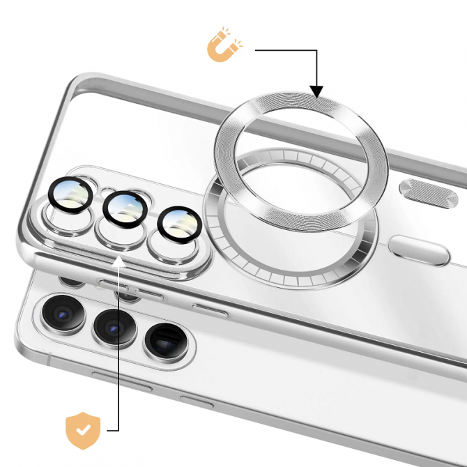 Силиконовый чехол SHINING with MagSafe для Samsung Galaxy S26 Ultra Silver-2