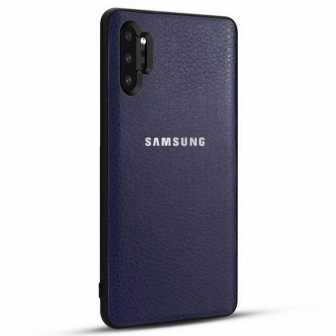 Шкiряна накладка Classic series для Samsung Galaxy Note 10 Plus Синiй-3