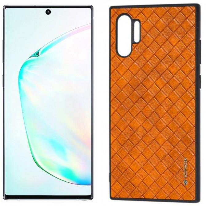 Шкiряна накладка VORSON Braided leather series для Samsung Galaxy Note 10 Plus Коричневий