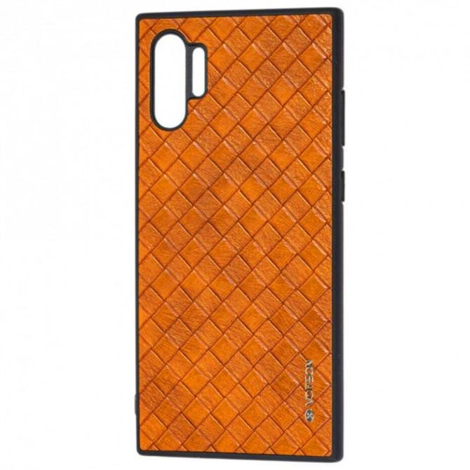 Шкiряна накладка VORSON Braided leather series для Samsung Galaxy Note 10 Plus Коричневий-1