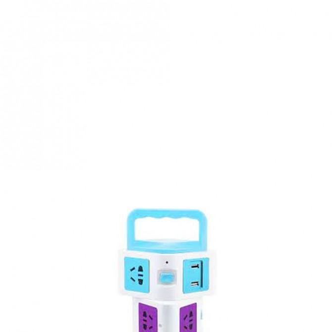 Сетевой удлинитель Tower 11 розеток + 2 USB Белый/Синий-1