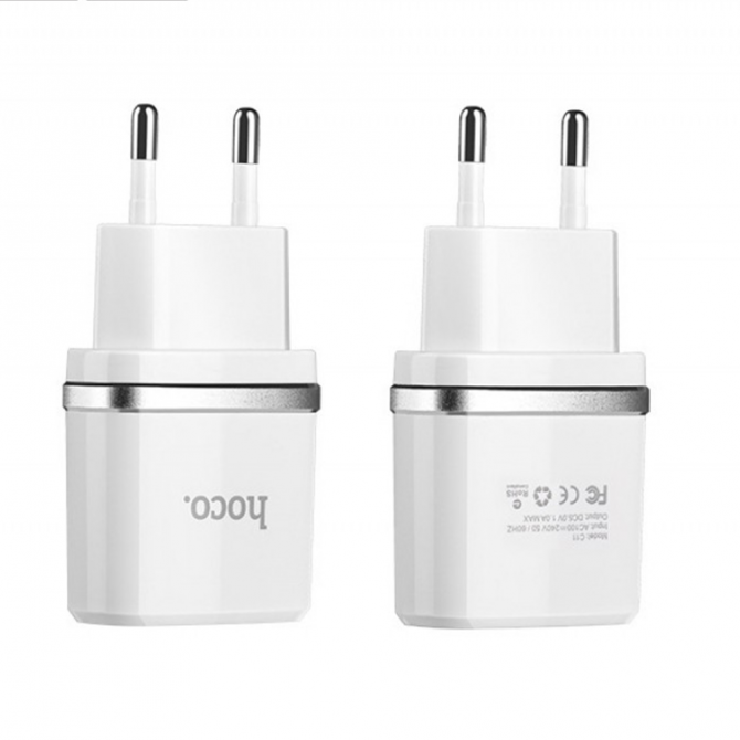 Сетевое зарядное устройство 1USB Hoco C11 White (1A)-2