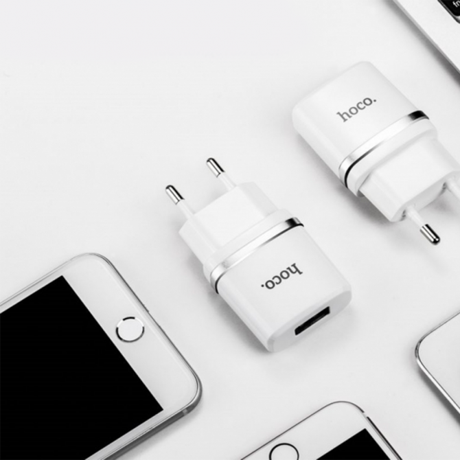 Сетевое зарядное устройство 1USB Hoco C11 White (1A)-3