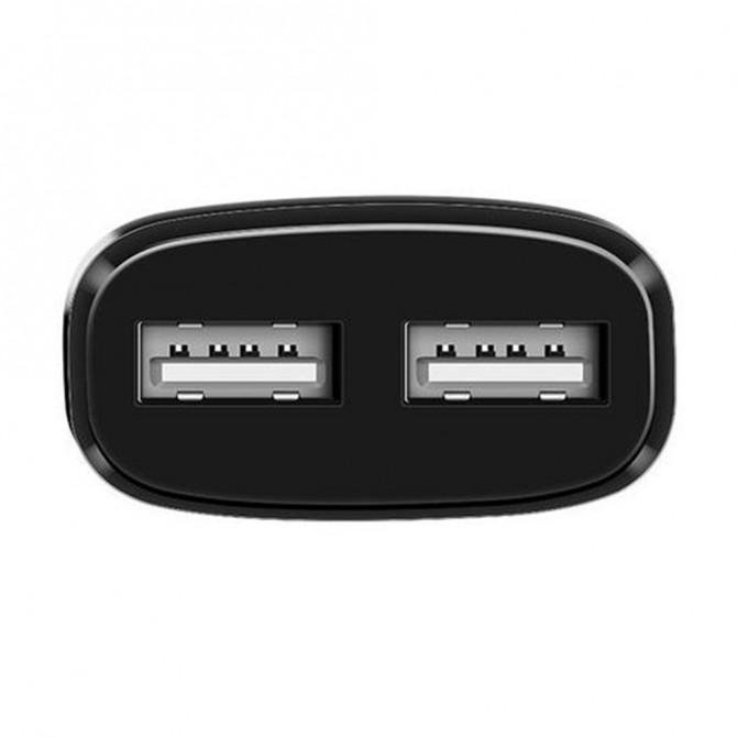 Сетевое зарядное устройство 2USB Hoco C12 Чёрный + USB Cable iPhone 6 (2.4A)-1