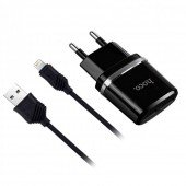 Мережевий зарядний пристрій 2USB Hoco C12 Чорний + USB Cable iPhone 6 (2.4A) Мережевий зарядний пристрій 2USB Hoco C12 Чорний + USB Cable iPhone 6 (2.4A)