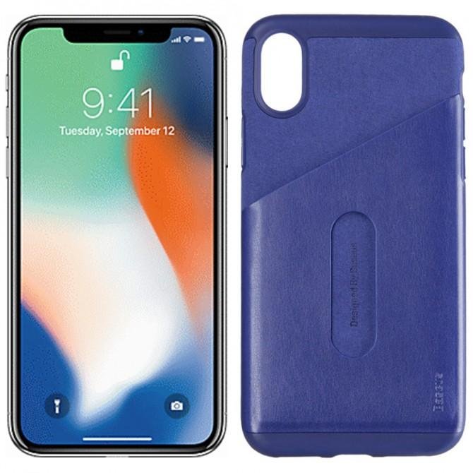 Чохол Baseus Card Pocket Series для iPhone X Темно-синій (KA15)