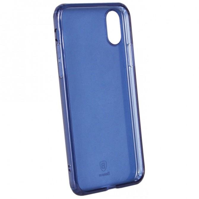 Чехол Baseus Simple Series Case для iPhone X (Anti-fall TPU) Transparent Blue (C03)-3