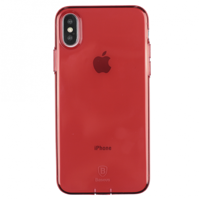 Чохол Baseus Simple Series Case для iPhone X (With Pluggy TPU) Прозорий Червоний(A09)-1