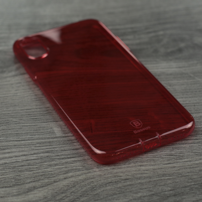 Чохол Baseus Simple Series Case для iPhone X (With Pluggy TPU) Прозорий Червоний(A09)-2
