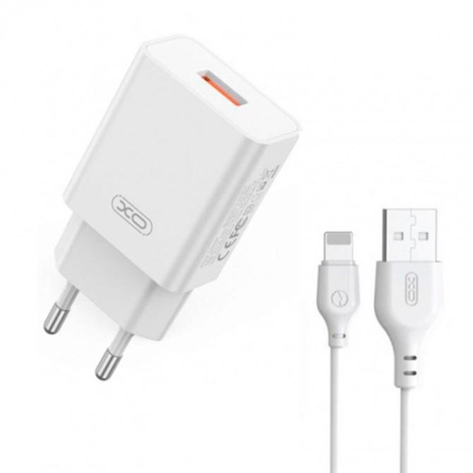 Мережевий зарядний пристрій XO L127 18W/1USB + Lightning cable White