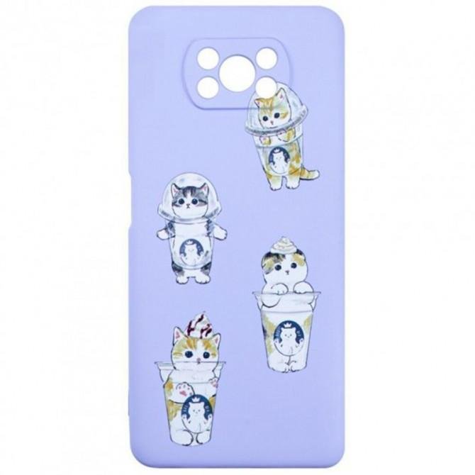 Чехол Funny Animals series для Xiaomi Poco X3 Violet Kitty
