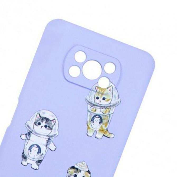 Чехол Funny Animals series для Xiaomi Poco X3 Violet Kitty-1