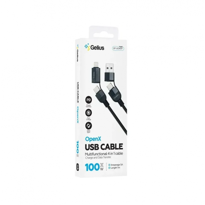 Кабель USB Gelius OpenX GP-UCN017 4in1 100W Black-1