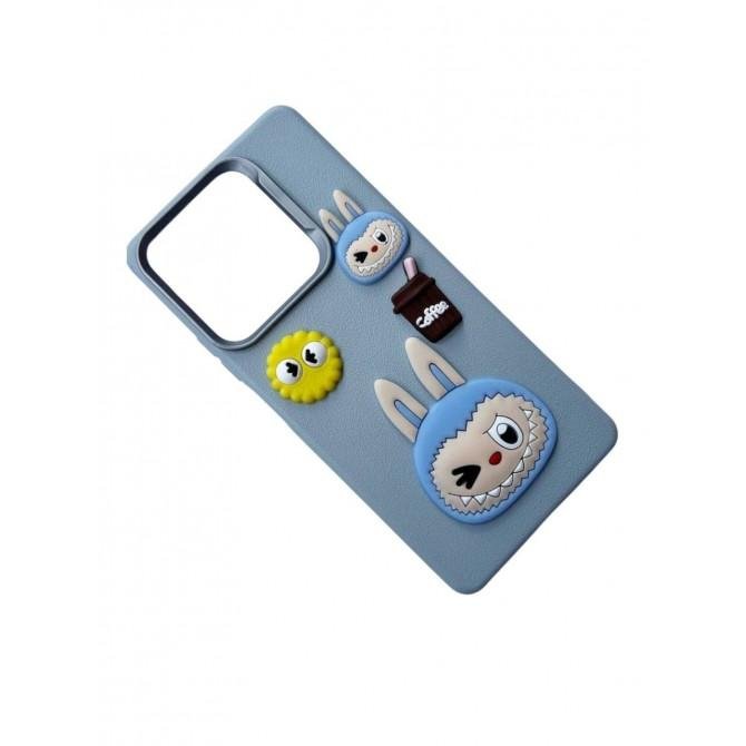 Чехол TPU Leather Toys для Xiaomi Redmi Note 12 4G (Labubu / Blue)-1
