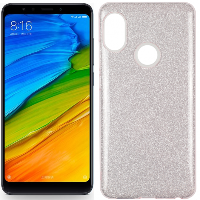 Чехол Silicone 3in1 Блёстки для Xiaomi REDMI Note 5 Pro Pink