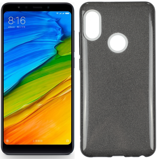 Чехол Silicone 3in1 Блёстки для Xiaomi REDMI Note 5 Pro Чёрный