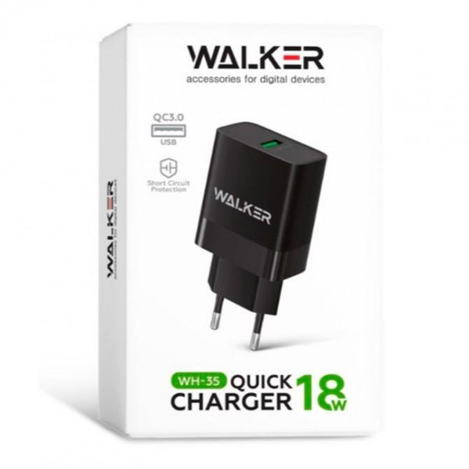 Мережевий зарядний пристрій 1USB WALKER WH-35 QC3.0 2.4A/15W Black-1