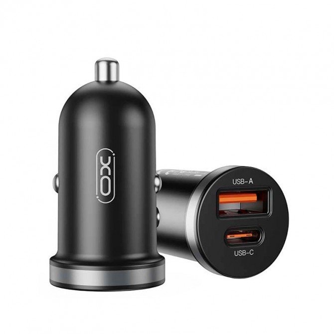 Автомобильное зарядное устройство XO CC56 1 USB QC 3.0 + Type-C PD (30W) Black-1