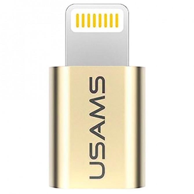 Адаптер Usams US-SJ014 Lightning -> MicroUSB Золотий