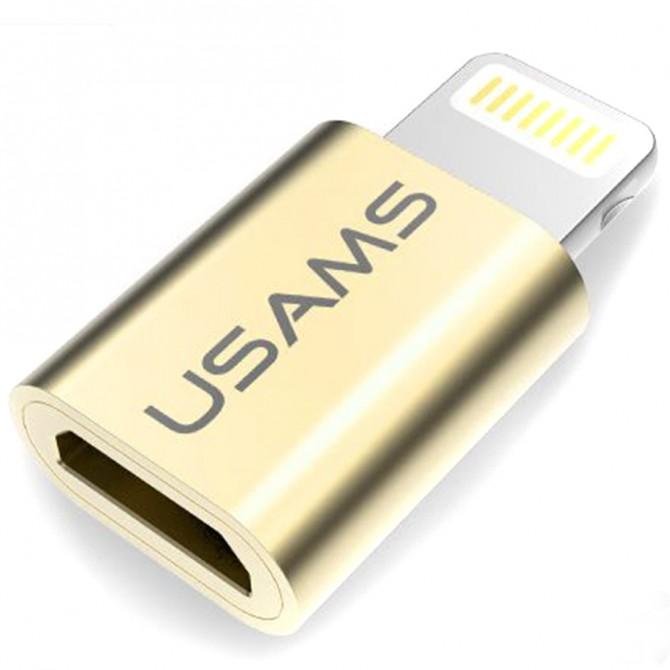 Адаптер Usams US-SJ014 Lightning -> MicroUSB Золотий-1
