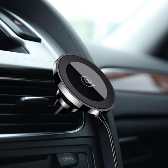 Автодержатель USAMS US-CD44 + Беспроводная зарядка Чёрный-3