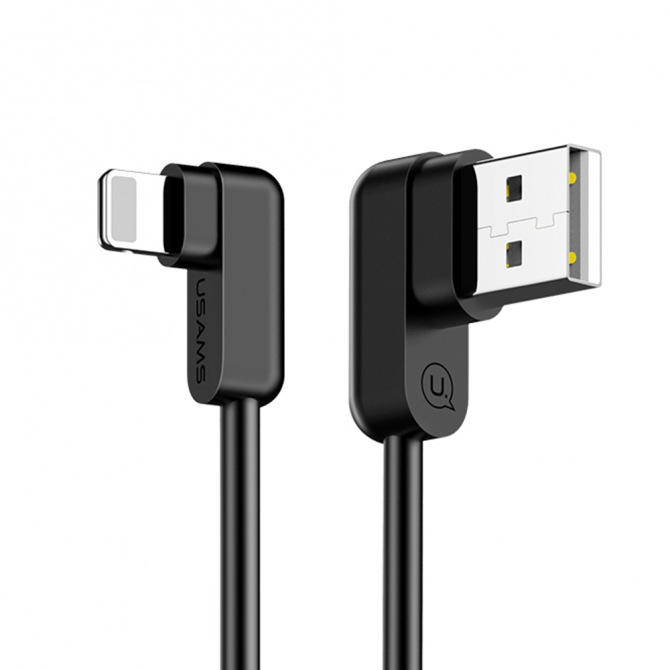 Кабель Usams U-Flow US-SJ165 Lightning Right-angles Data Cable 1.2m Чёрный (IPUSBCY01)-2