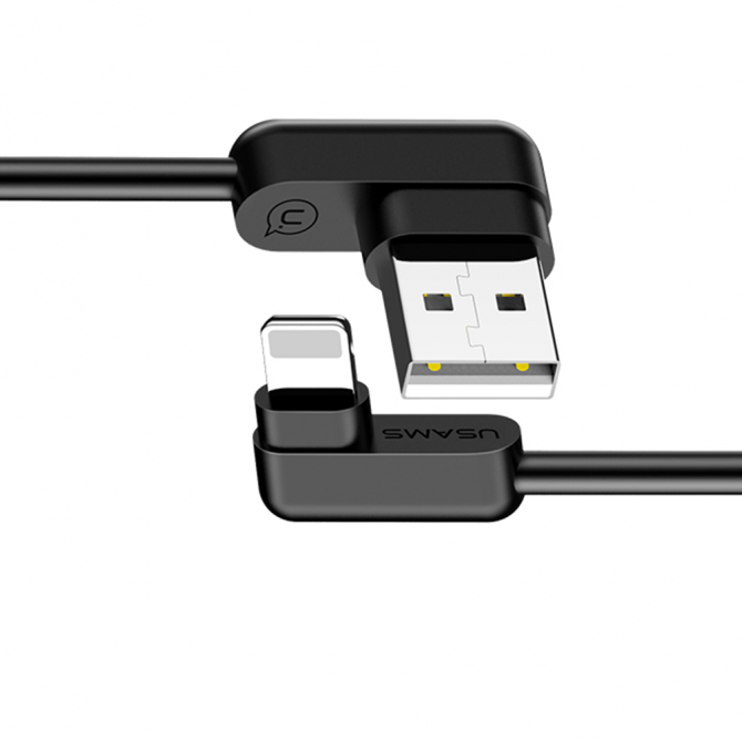 Кабель Usams U-Flow US-SJ165 Lightning Right-angles Data Cable 1.2m Чёрный (IPUSBCY01)-3