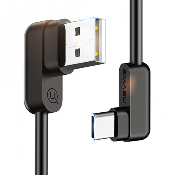 Кабель Usams U-Flow US-SJ167 Type-C Right-angles Data Cable 1.2m Чорний (TCUSBCY01)