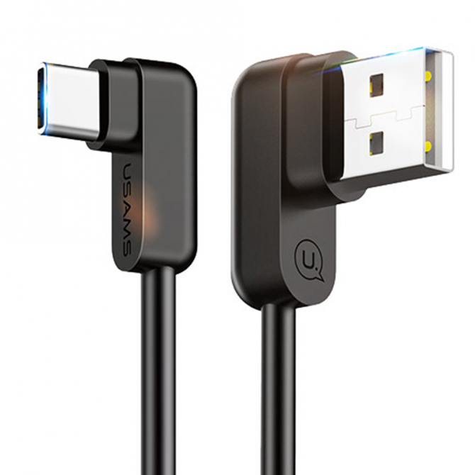 Кабель Usams U-Flow US-SJ167 Type-C Right-angles Data Cable 1.2m Чорний (TCUSBCY01)-2