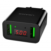 Сетевое зарядное устройство Usams US-CC040 Dual USB Led display Чёрный (CC40TC01)
