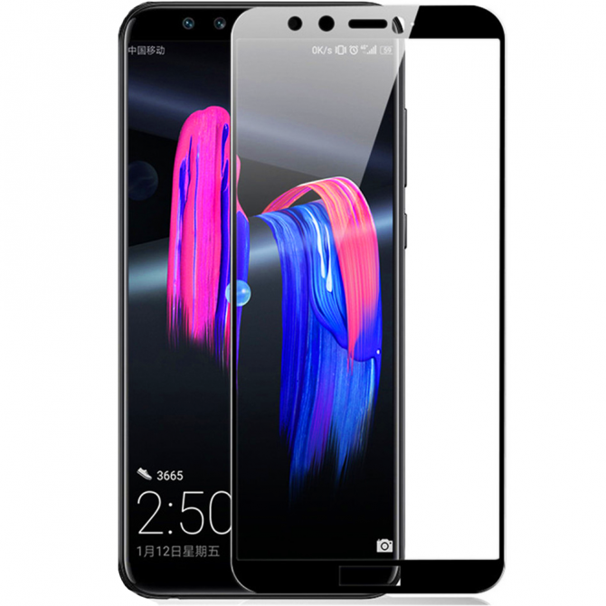 Защитное стекло для HUAWEI Honor 9 Lite Full Glue (0.25 мм, 2.5D, чёрное) ЛЮКС