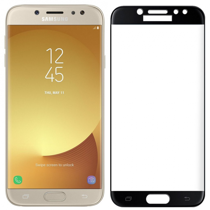 Захисне скло для SAMSUNG J730 Galaxy J7 2017 Full Glue (0.25 мм, 2.5D, чорне) ЛЮКС