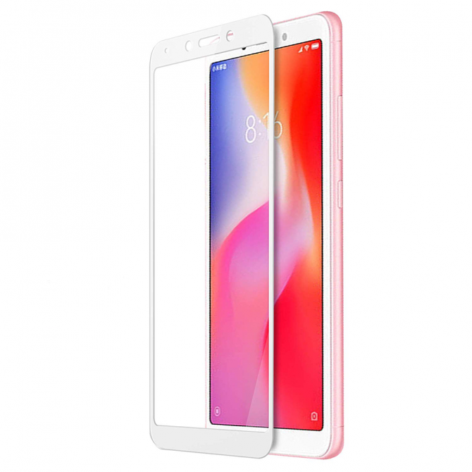 Захисне скло для XIAOMI Redmi 6/6a Full Glue (0.25 мм, 2.5D, біле) ЛЮКС-1