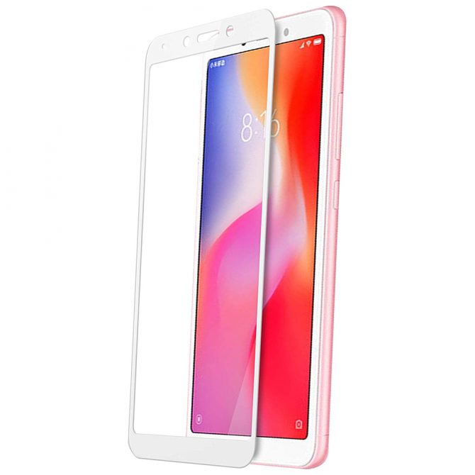Захисне скло для XIAOMI Redmi 6/6a Full Glue (0.25 мм, 2.5D, біле) ЛЮКС-2