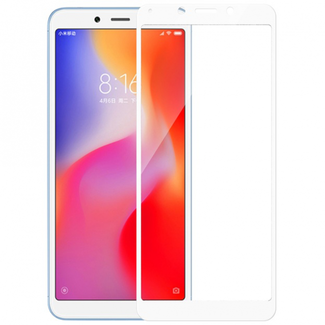Захисне скло для XIAOMI Redmi 6/6a Full Glue (0.25 мм, 2.5D, біле) ЛЮКС-3