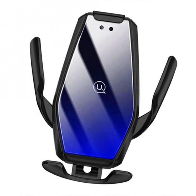 Автодержатель Usams US-CD126 + Беспроводная зарядка Черный