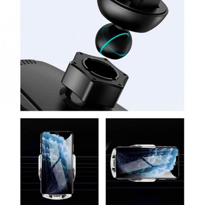 Автодержатель Usams US-CD126 + Беспроводная зарядка Черный-1