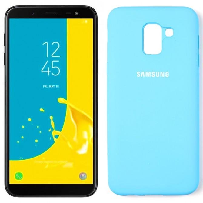 Чехол силиконовый для Samsung J6 2018 Ярко синий FULL