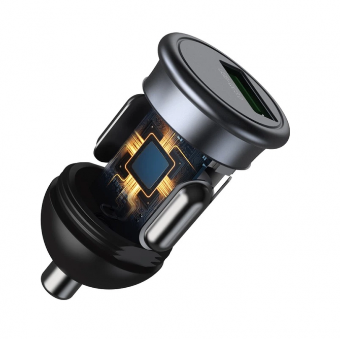 Автомобильное зарядное устройство для XO CC46 1 USB QC3.0 18W Metal Grey-1