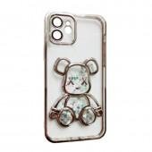 TPU чехол Cute Bear Liquid для iPhone 11 Серебрянный