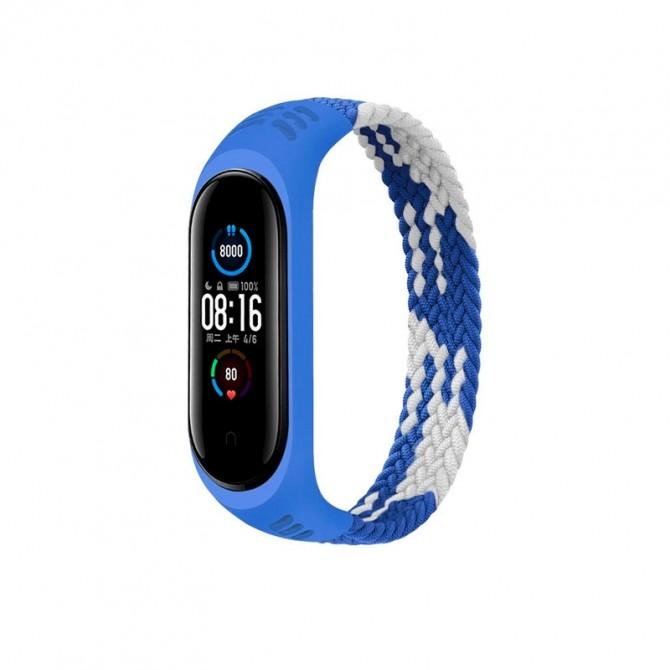 Браслет для Xiaomi Band 3/4/5/6 Tissue design Blue/White