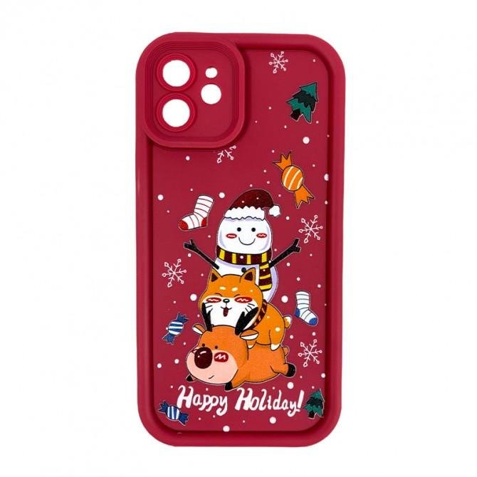 Чехол TPU Merry Christmas iPhone 12 Bordo